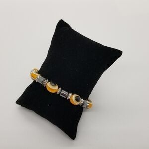 glass evil eye stretch bracelet orange